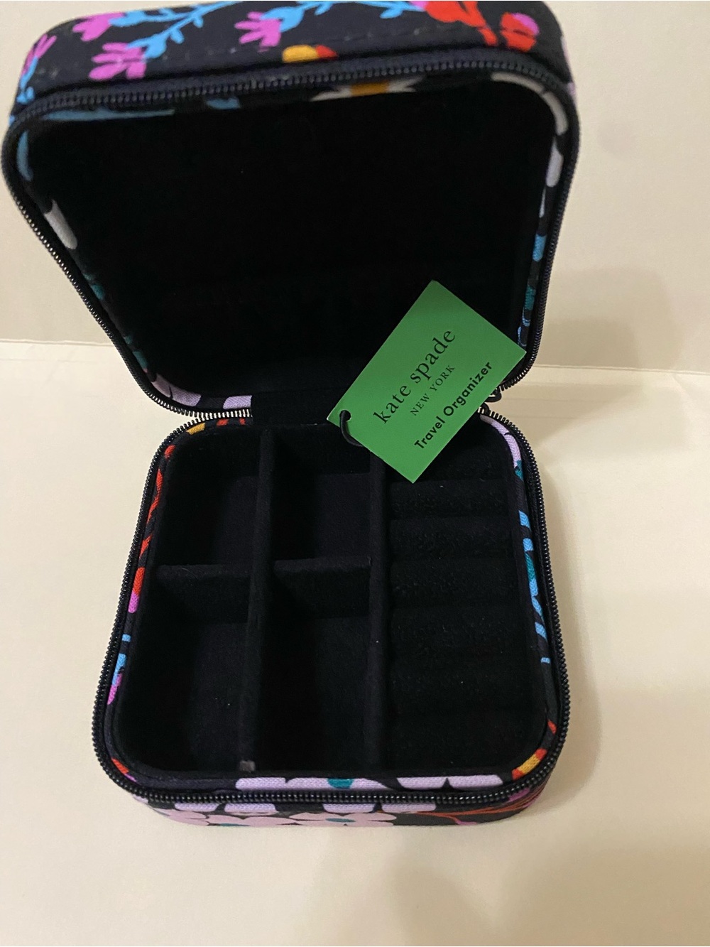 Kate Spade travel organizer Black with Floral Pink, Teal & Yellow Accents - Picture 5 of 9
